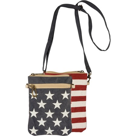 Stars And Stripes Crossbody Bag - Canvas, Leather, Metal