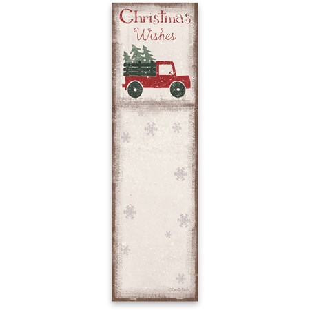List Notepad - Christmas Wishes - 2.75" x 9.50" x 0.25" - Paper, Magnet 