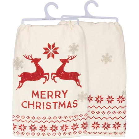 Kitchen Towel - Nordic Merry Christmas - 28" x 28" - Cotton 