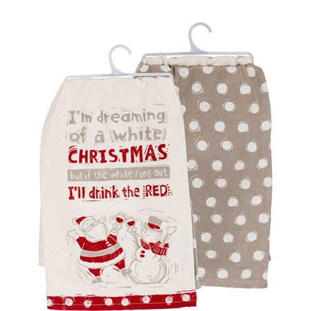 Kitchen Towel Set - Dreaming Of A White Christmas - 28" x 28" - Cotton