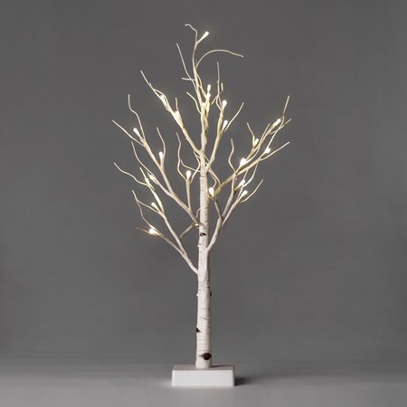 2' Birch Lit Tree - 24" Tall, 24 Lights - Wire, Plastic
