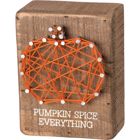 String Art - Pumpkin - 3" x 4"  x 1.75" - Wood, Metal, String 