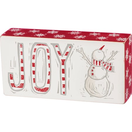 Box Sign - Joy Snowman - 7" x 3.50" x 1.75" - Wood 