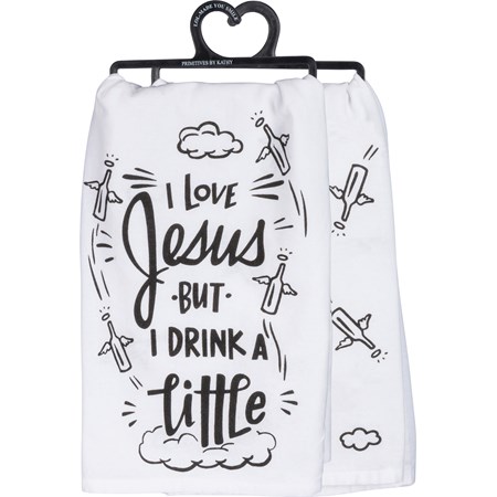 Kitchen Towel - I Love Jesus But I Drink A Little - 28" x 28" - Cotton 