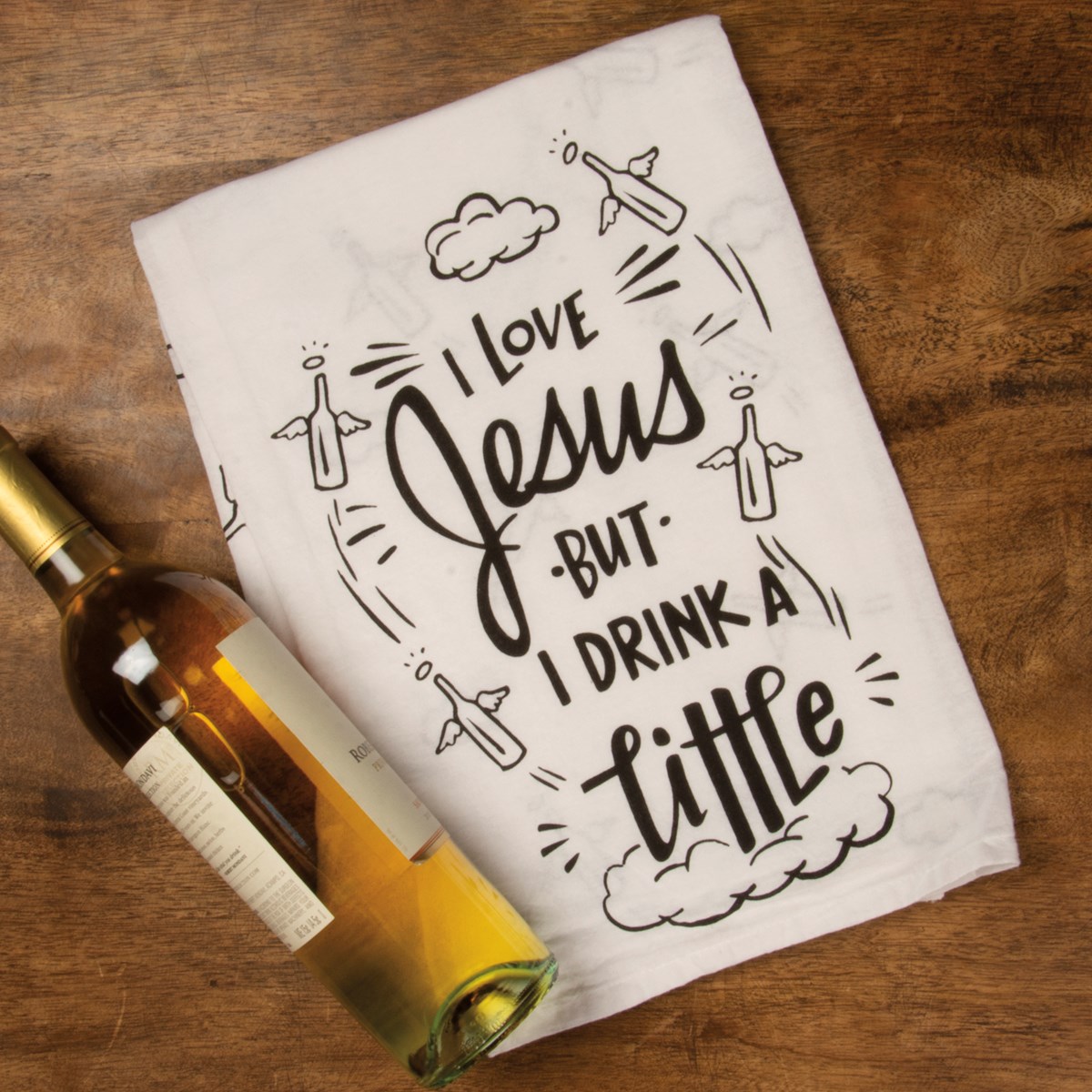 I Love Jesus But I Drink A Little Kitchen Towel - Cotton 