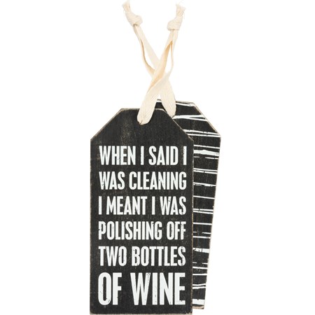 Bottle Tag - Cleaning  - 3" x 6" - Wood, Fabric