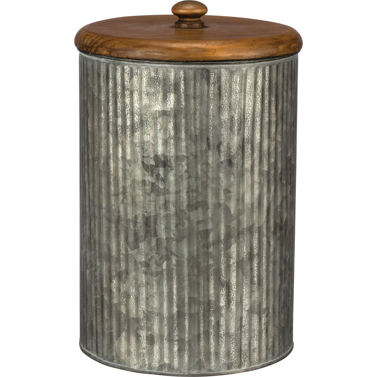 Canister Set - Galvanized - 6.75" x 11.50", 6" x 9.75", 5.25" x 8.25" - Metal, Wood