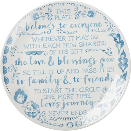 Blessing Plate - Fill It Up And Pass It On - 12" Diameter - Stoneware