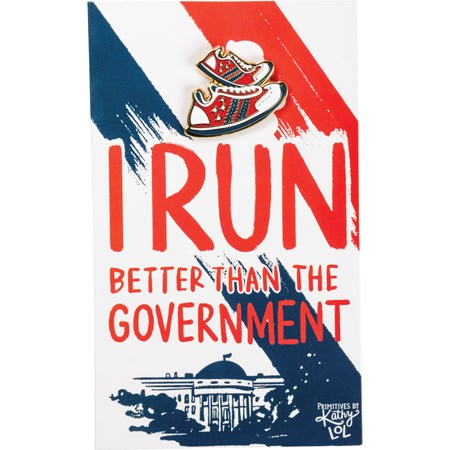 I Run Better Than The Government Enamel Pin - Metal, Enamel, Paper