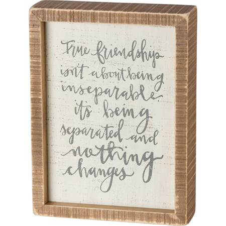 Inset Box Sign - True Friendship Nothing Changes - 6" x 8" x 1.75" - Wood