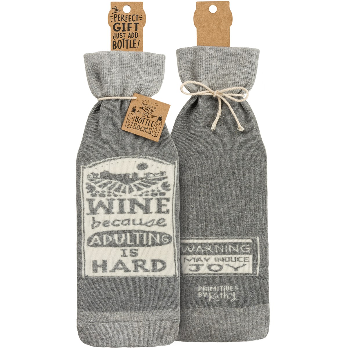 Wine Because Adulting Is Hard Bottle Sock - Cotton, Nylon, Spandex