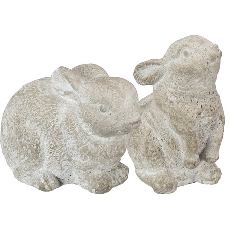 Cement Bunny Set - Small - 2.50" x 3.25" x 2", 3" x 2.25" x 2" - Cement
