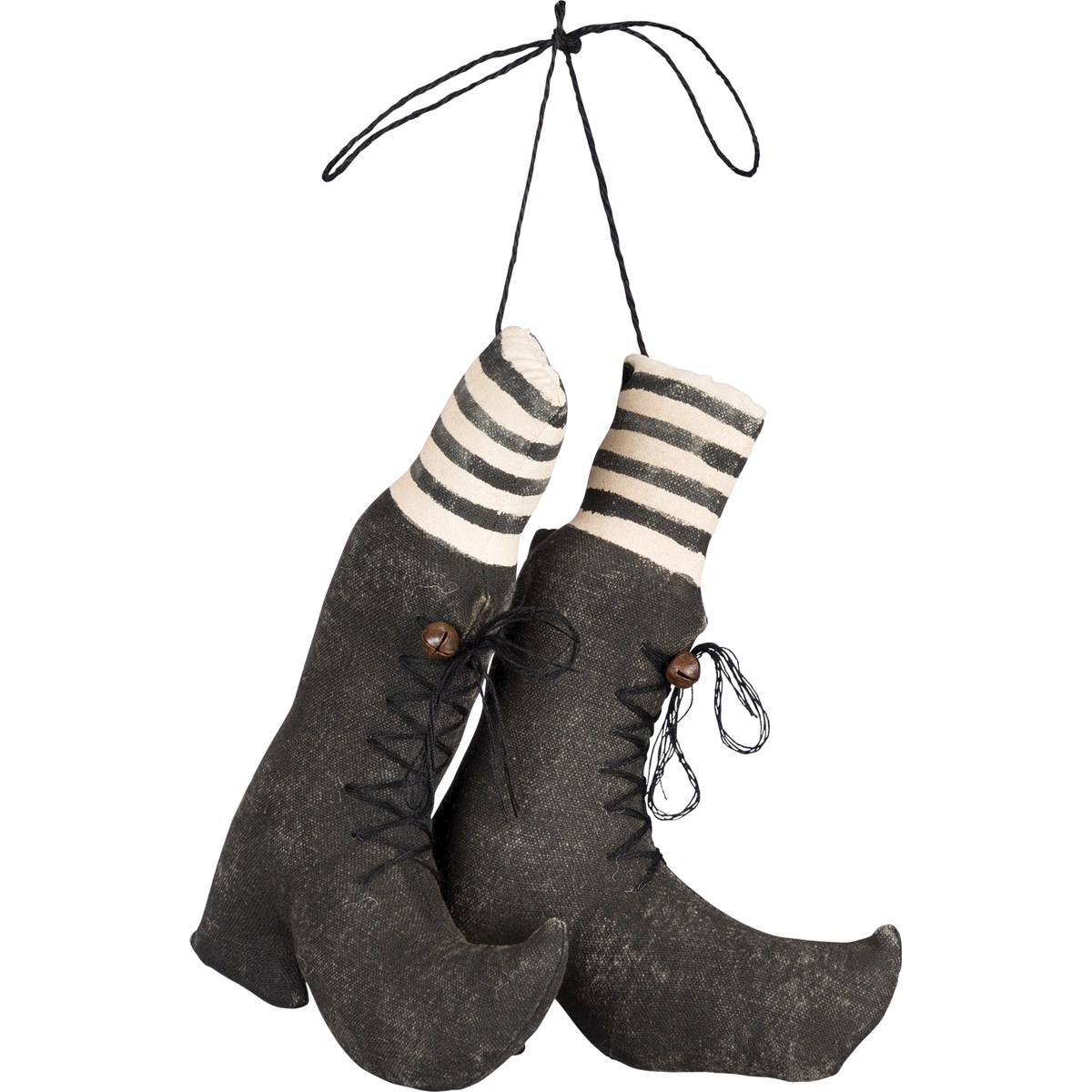 Fabric Witches' Boots - 6" x 8" x 2" - Fabric, String, Metal