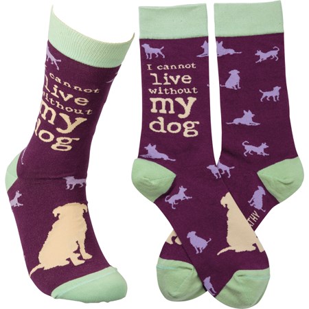 Socks - I Cannot Live Without My Dog - One Size Fits Most - Cotton, Nylon, Spandex
