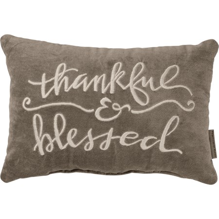 Pillow - Thankful & Blessed - 15" x 10" - Cotton, Zipper