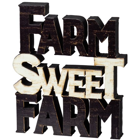 Chunky Sitter - Farm Sweet Farm - 6" x 7" x 1" - Wood, Paper