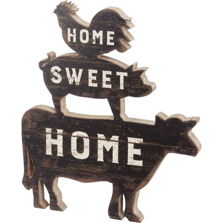 Chunky Sitter - Home Sweet Home - 13.75" x 16" x 1" - Wood, Paper