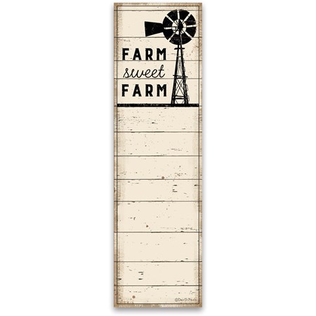 List Notepad - Farm Sweet Farm - 2.75" x 9.50" x 0.25" - Paper, Magnet