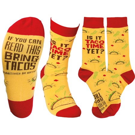 Socks - Is It Taco Time Yet? - One Size Fits Most - Cotton, Nylon, Spandex