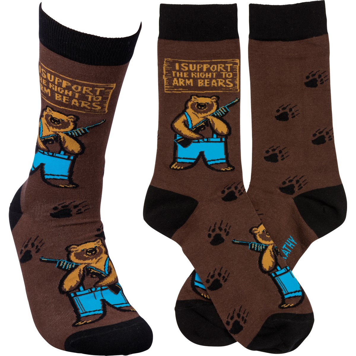 Socks - I Support The Right To Arm Bears - One Size Fits Most - Cotton, Nylon, Spandex