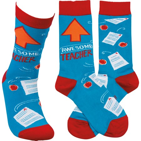 Awesome Teacher Socks - Cotton, Nylon, Spandex