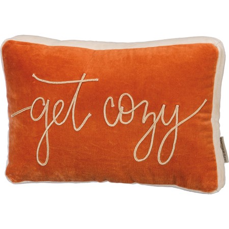 Pillow - Get Cozy - 15" x 10"  - Velvet, Zipper
