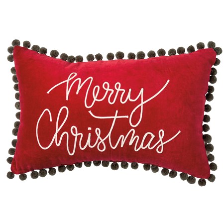 Pillow - Merry Christmas - 19" x 12"  - Velvet, Zipper