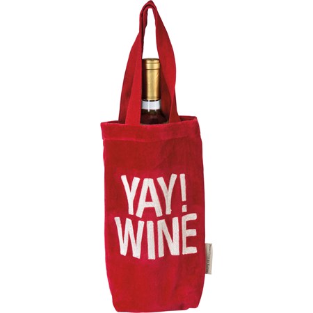 Wine Bag - Yay Wine - 6.50" x 11" x 1.75", 7" Handle Drop - Velvet