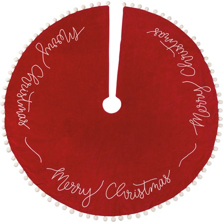 Tree Skirt - Merry Christmas - 52" Diameter - Velvet, Cotton