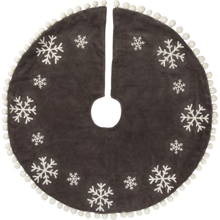 Tree Skirt - Snowflakes - 24" Diameter - Velvet, Cotton