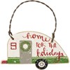 Ornament Set - Merry Christmas, Home For Holidays - 2.50" x 1.50", 2.50" x 1.50" - Wood, Wire, Mica