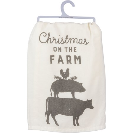 Kitchen Towel - Christmas On The Farm - 28" x 28" - Cotton