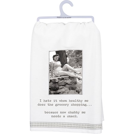 Kitchen Towel - Now Chubby Me Needs A Snack - 28" x 28" - Cotton