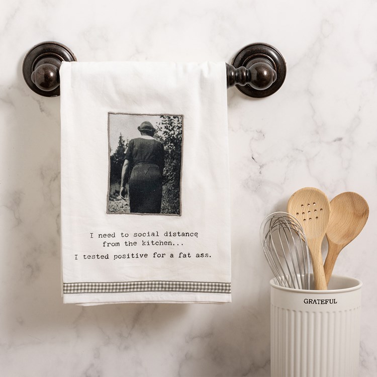 Social Distance From The Kitchen Kitchen Towel - Cotton, Ribbon