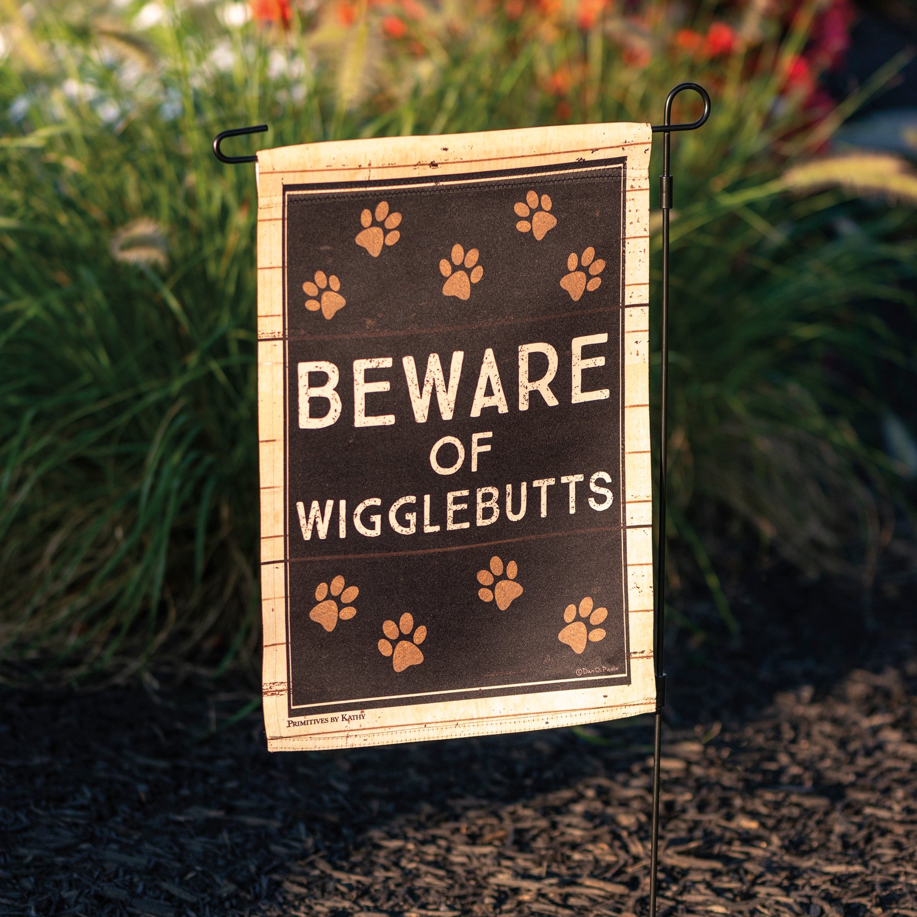 Mvgges Targa In Metallo Vintage 30,5x20,3 Cm "Beware Of Wigglebutts" Con Zampa Di Cane - Divertente
