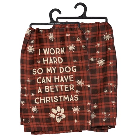 Work Hard So Dog Better Christmas Kitchen Towel - Cotton