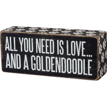 JennyGems Cartello In Legno All You Need Is Love And A Labradoodle - Decorazione Rustica 20x15 Cm