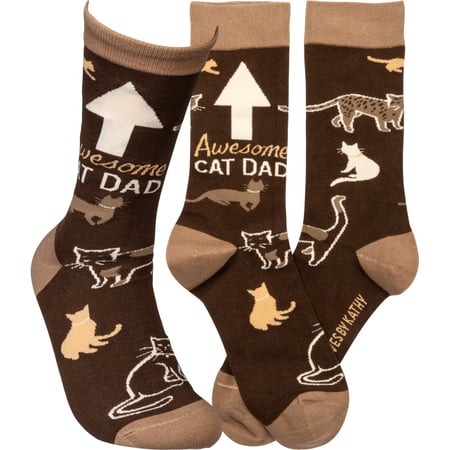 Awesome Cat Dad Socks - Cotton, Nylon, Spandex