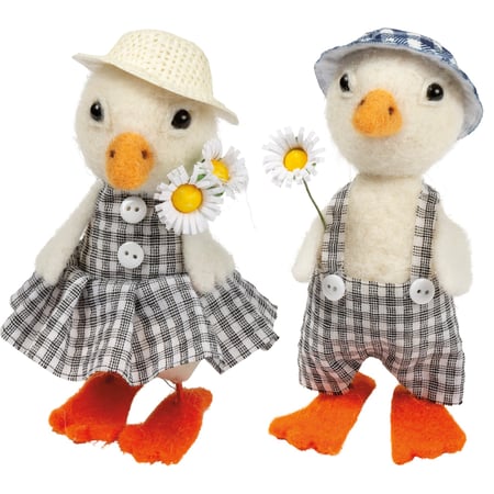 Gingham Ducks Critter Set - Felt, Polyester, Plastic, Metal