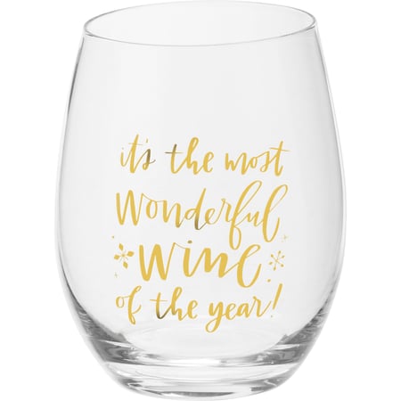 Most Wonderful Wine Of The Year Wine Glass - Glass