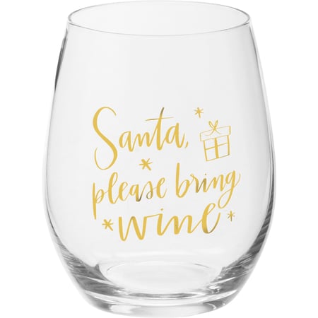 Santa Please Bring Wine Wine Glass - Glass