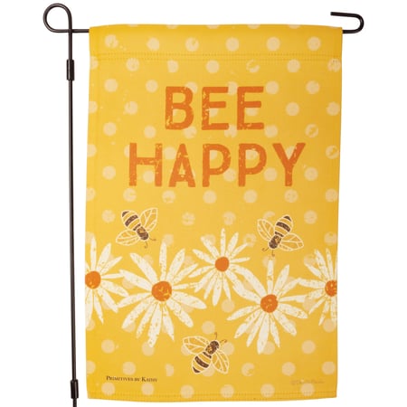 Bee Happy Garden Flag - Polyester