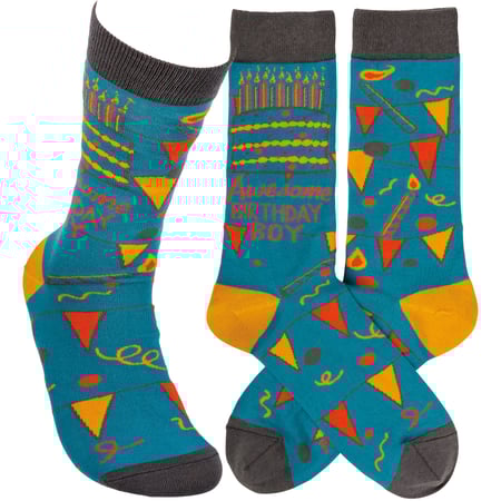 Awesome Birthday Boy Socks - Cotton, Nylon, Spandex