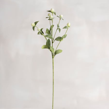White Thistle Floral Pick - Plastic, Fabric, Wire