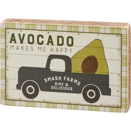 Avocado Makes Me Happy Block Sign - Wood, Paper