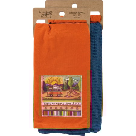 Happy Campers Live Here Kitchen Towel Set - Cotton