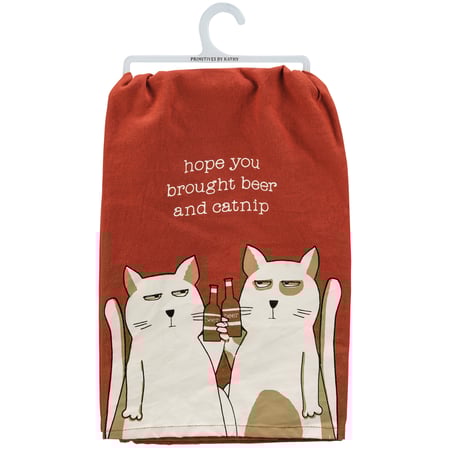 Brought Beer And Catnip Kitchen Towel - Cotton