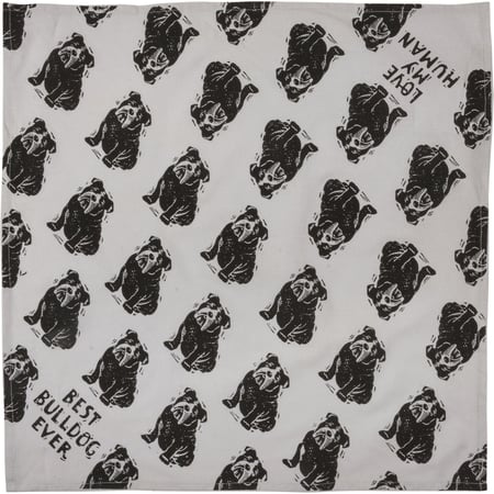 Bulldog/Love My Human Large Pet Bandana - Cotton