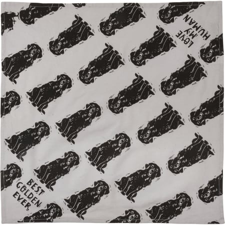 Golden/Love My Human Large Pet Bandana - Cotton