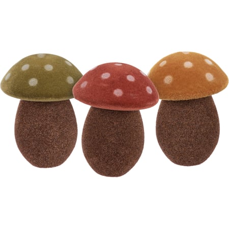 Mushrooms Sitter Set - Plastic, Flocking